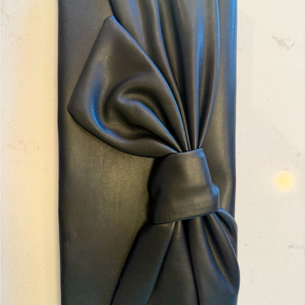 Black Leather Clutch with bow detail